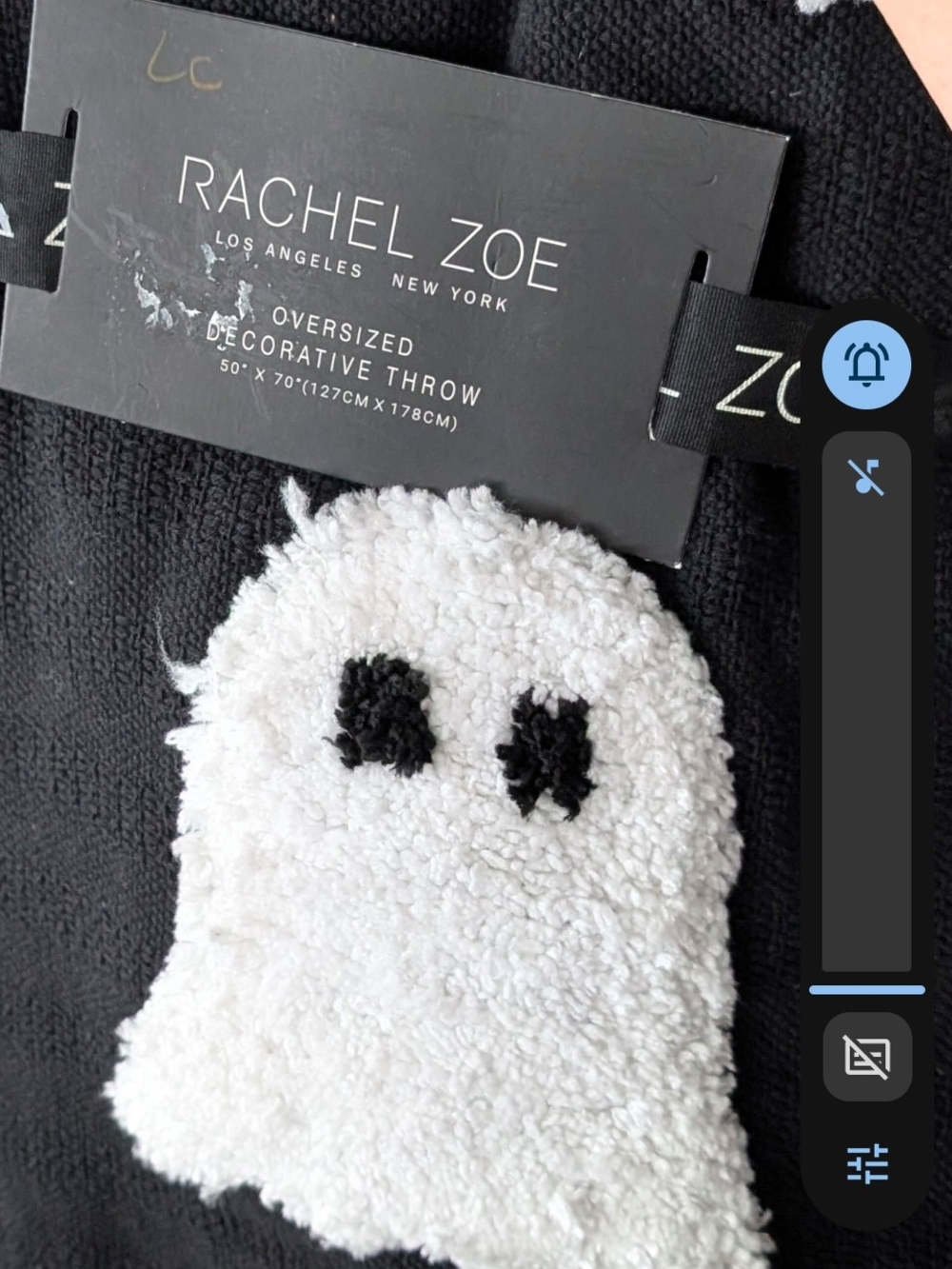 Rachel Zoe Black White 50x70 Decorative Throw - Ghost Accent New w/Tags